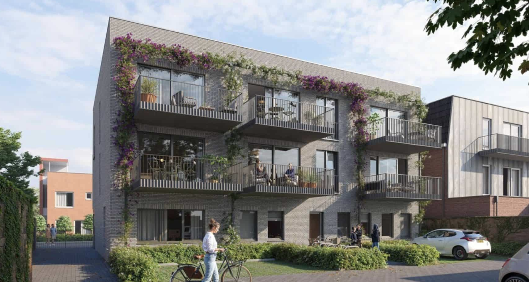 Impressie van nieuwbouwproject De YP in Breda met groene gevels en balkons
